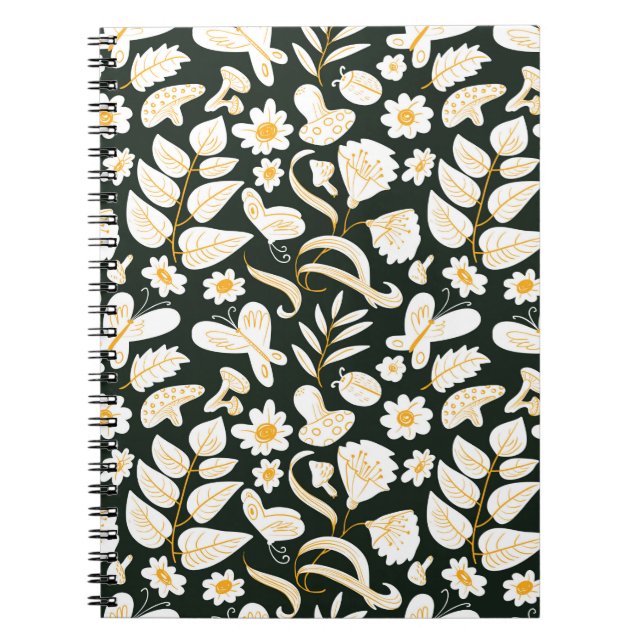 Cuaderno Patrón floral sin fisuras con mariposas e insectos (Frente)