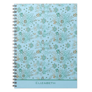 Cuaderno Patrón floral sin fisuras con nombre personalizado
