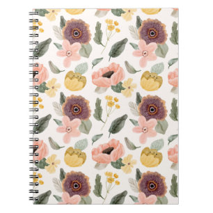 Cuaderno Patrón floral sin fisuras en acuarela pastel   Sua