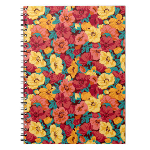 Cuaderno Patrón floral sin fisuras retro. Anemones