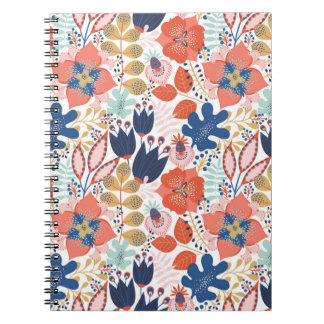 Cuaderno Patrón floral sin fisuras sobre blanco. Retroceso