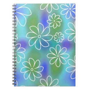 Cuaderno Patrón floral sin foco azul y verde