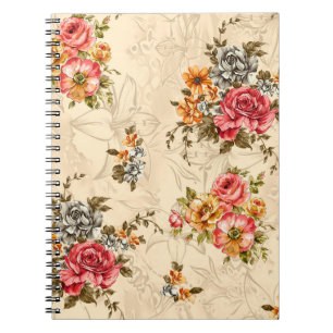Cuaderno Patrón floral sin foco con flores y crema