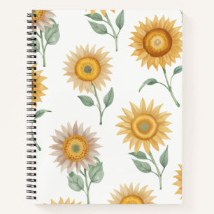 Cuaderno Patrón floral sin foco de girasol estilizado