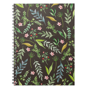 Cuaderno Patrón floral sin foco. Dibujo a mano de acuarela