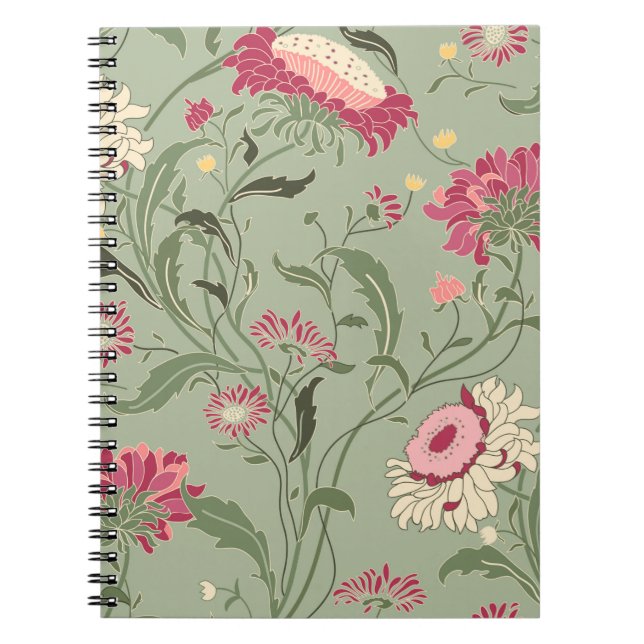 Cuaderno Patrón floral sin foco en estilo folclórico con fa (Frente)