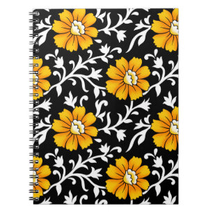 Cuaderno Patrón floral sin soldadura con dardo de fondo neg