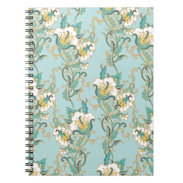 Cuaderno Patrón floral sin soldadura con flores de algodón  (Frente)