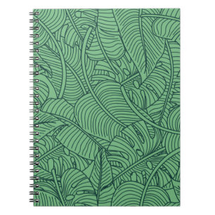 Cuaderno Patrón floral sin soldadura con hojas. espalda tro
