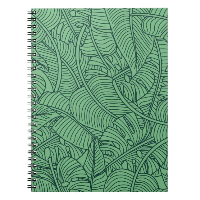 Cuaderno Patrón floral sin soldadura con hojas. espalda tro (Frente)