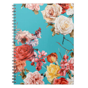 Cuaderno Patrón floral sin soldadura con rosas, acuarela. f
