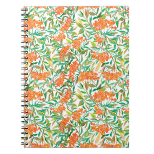 Cuaderno Patrón floral sin soldadura con rowan, hojas en un