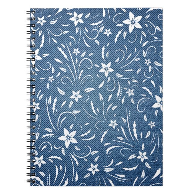 Cuaderno Patrón floral sobre el denim (Frente)