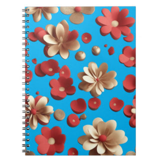 Cuaderno Patrón floral sobre un fondo azul sereno