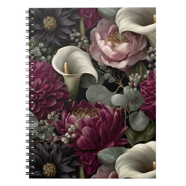 Cuaderno Patrón floral temperamental con dalias y lirios de (Frente)