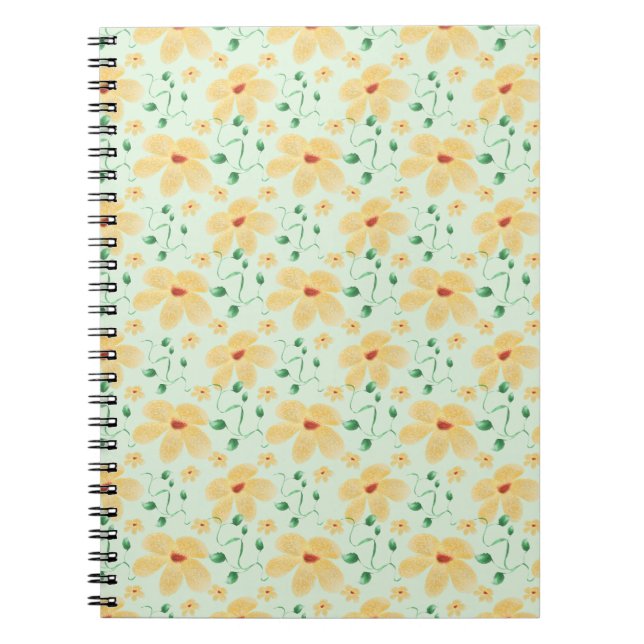 Cuaderno Patrón floral tropical amarillo sin costuras (Frente)