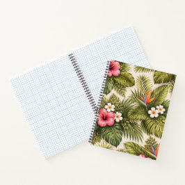 Cuaderno Patrón floral tropical – Hibisco, Monstera 