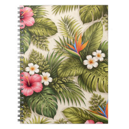Cuaderno Patrón floral tropical – Hibisco, Monstera 