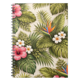 Cuaderno Patrón floral tropical – Hibisco, Monstera 