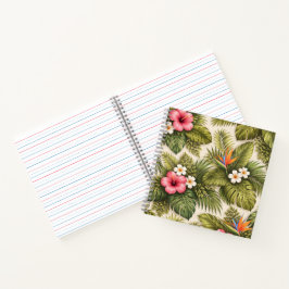 Cuaderno Patrón floral tropical – Hibisco, Monstera 
