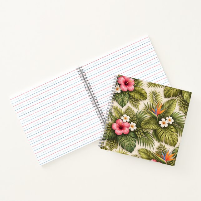Cuaderno Patrón floral tropical – Hibisco, Monstera  (Interior)
