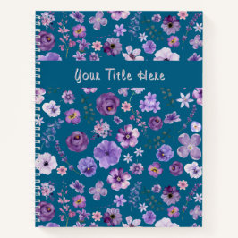 Cuaderno Patrón Floral Verde Azul Personalizable Botánico