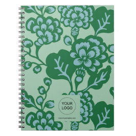 Cuaderno Patrón floral verde y azul vibrante y audaz