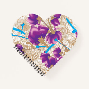 Cuaderno Patrón floral vibrante con color púrpura y azul de