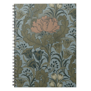 Cuaderno Patrón Floral Victoriano Antiguo Terracota Sábila