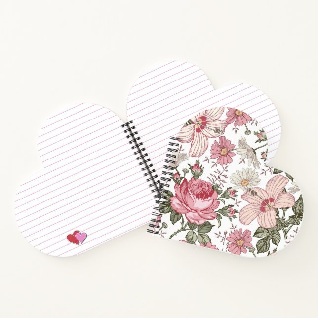 Cuaderno Patrón floral vintage con rosas (Interior)