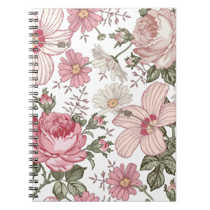Cuaderno Patrón floral vintage con rosas