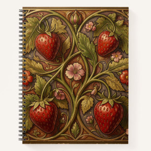 Cuaderno patrón floral vintage de fresa de William Morris