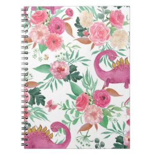 Cuaderno Patrón floral vintage de los dinosaurios cutáneos