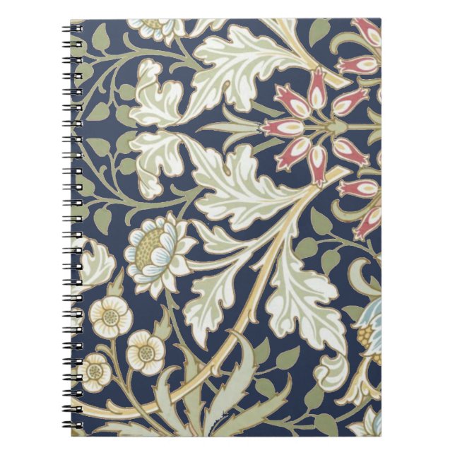 Cuaderno Patrón floral vintage en azul (Frente)