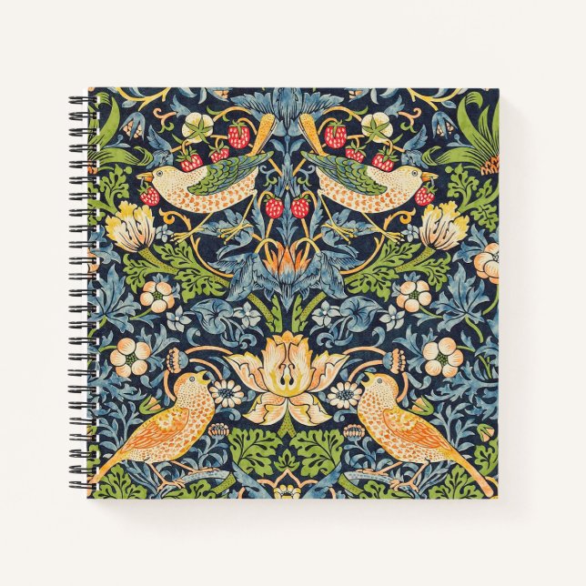 Cuaderno Patrón floral William Morris Strawberry Thief (Anverso)