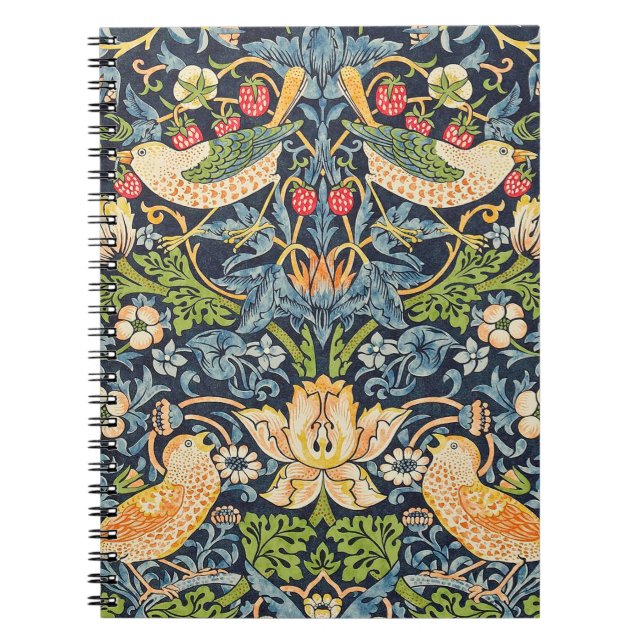 Cuaderno Patrón floral William Morris Strawberry Thief (Frente)