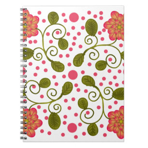 Cuaderno Patrón floral y de lunares rosa caprichoso persona