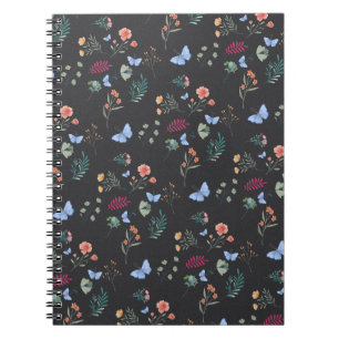 Cuaderno Patrón floral y mariposa - Jardín botánico