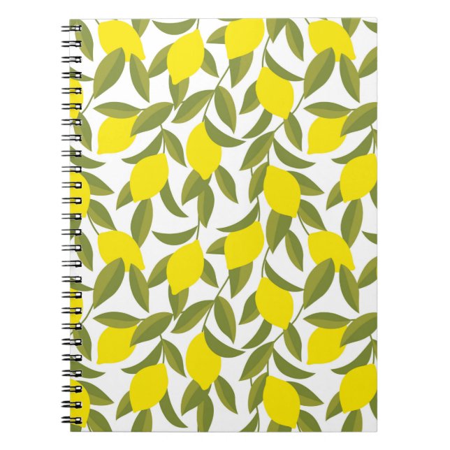 Cuaderno Patrón fluido del limón amarillo (Frente)