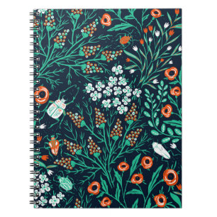 Cuaderno patrón fluido y fluido floral con flor de verano y