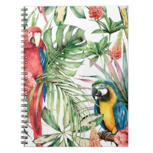 Cuaderno Patrón fluvial tropical sin costuras con loros