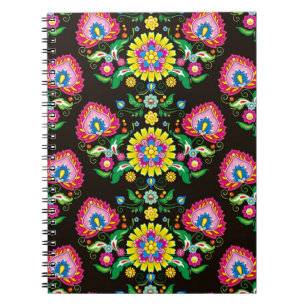 Cuaderno Patrón folclórico: azulejos retro coloridos