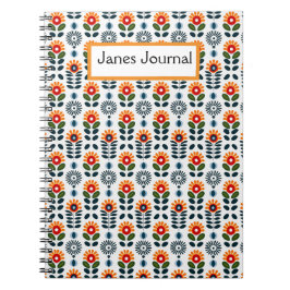 Cuaderno Patrón folclórico moderno de barrido floral de med
