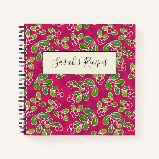 Cuaderno Patrón Foliage de Cranberry Festial, Fuchsia (Anverso)