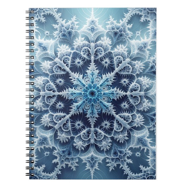 Cuaderno Patrón Fractal De Cristal Azul Icy (Frente)