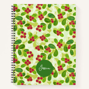 Cuaderno Patrón Fruta de Cranberry Festial, Verde