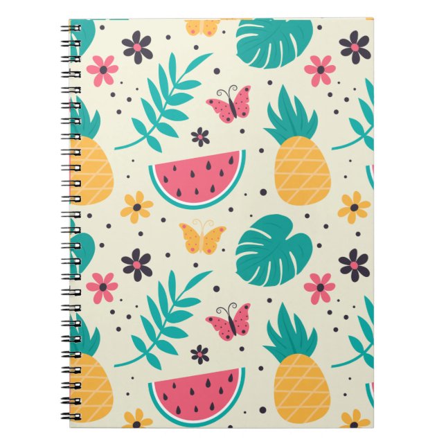 Cuaderno Patrón Fruta tropical sandía piña (Frente)