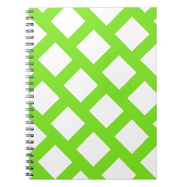 Cuaderno Patrón Funky de Apple Green & White Rhombus modern