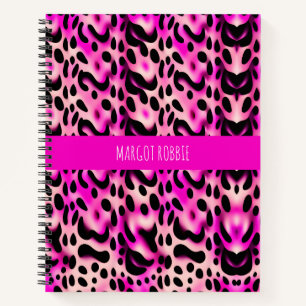 Cuaderno Patrón geométrico 3D de Leopardo rosa