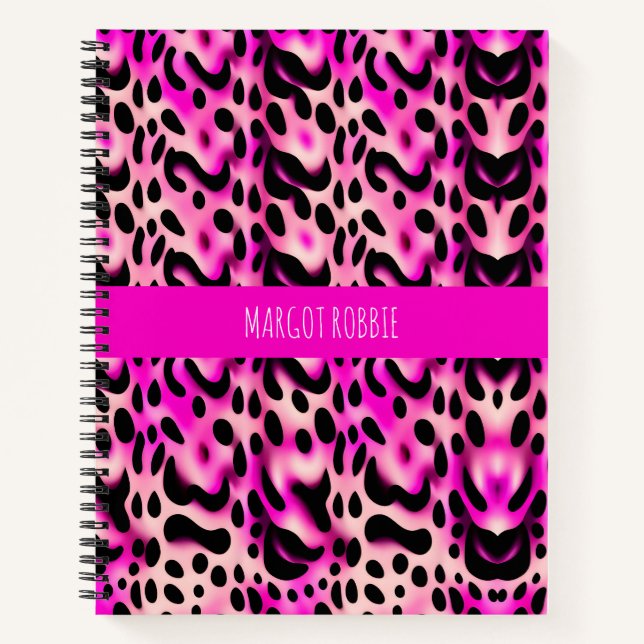 Cuaderno Patrón geométrico 3D de Leopardo rosa (Anverso)